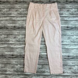 Express Women's Paperbag Waist Linen Ankle Pants Pale Pink 10R